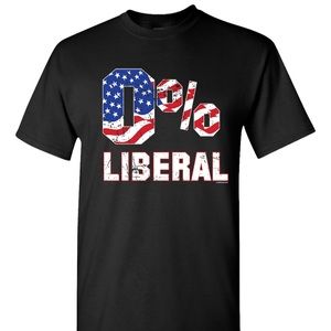 0% Liberal Black T-shirt Conservative Political President Trump American Flag